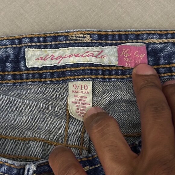 Aeropostale Hailey Skinny Women 9/10 Flare Denim Jean Pant Western Y2K Blue - Picture 5 of 12